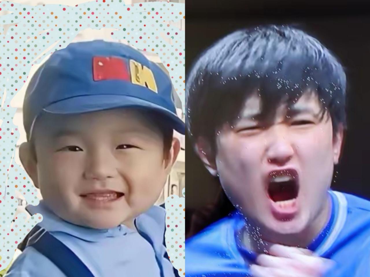 赛场上太能吼叫了，如果能像小时候这样子笑笑多好，免得观众嫌吵对手头疼。