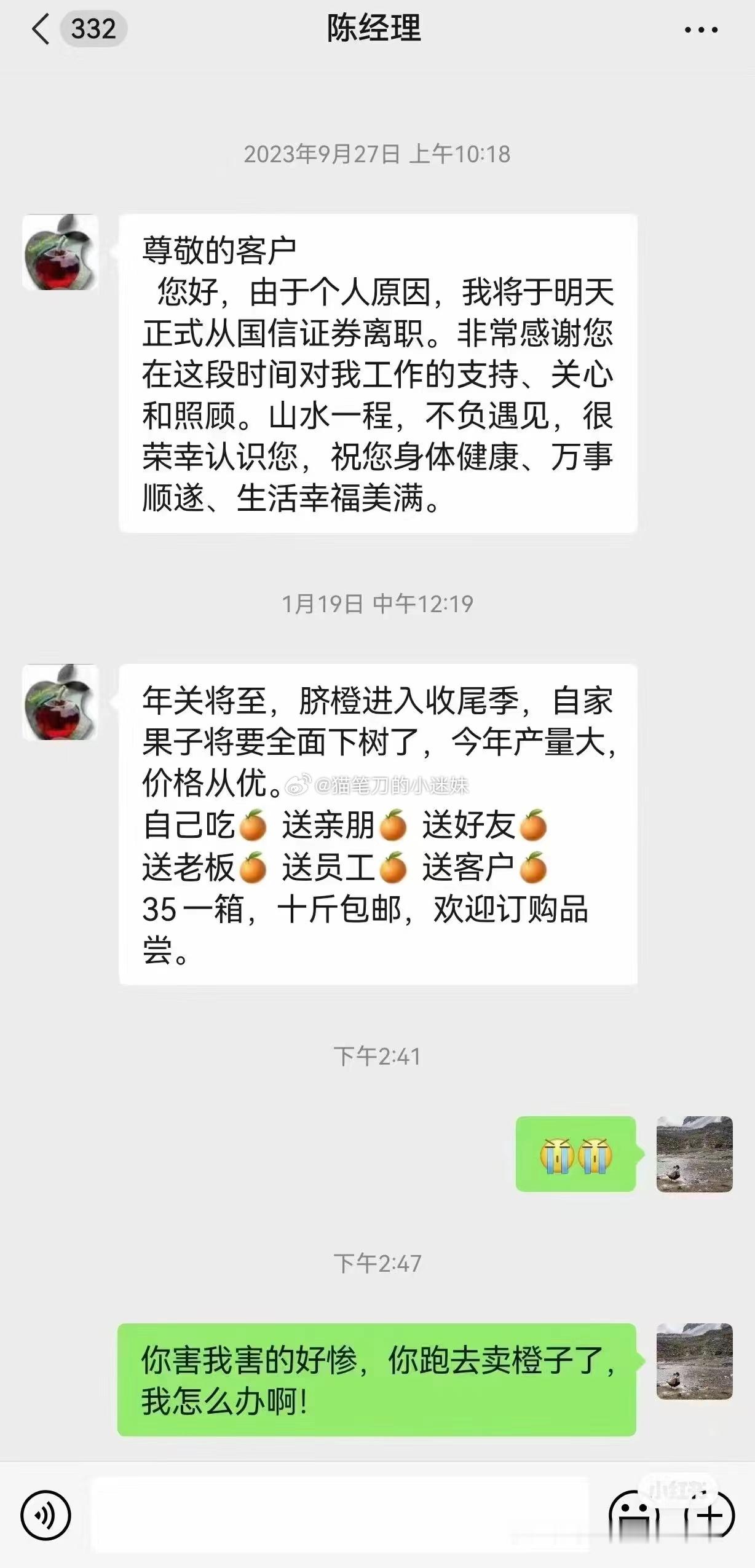 你跑去卖橙子了，我怎么办啊！ ​​​