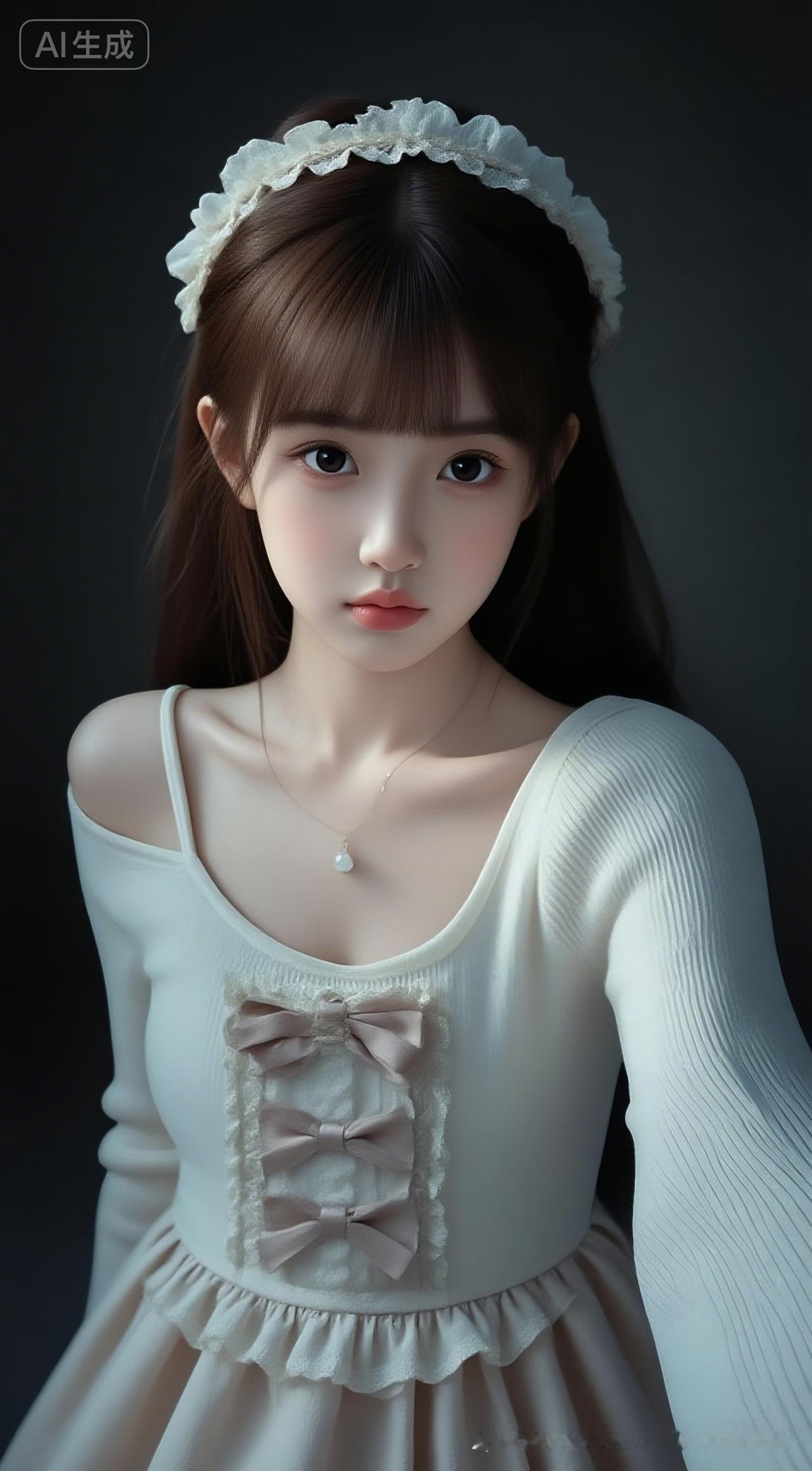 今天穿了这件温柔的白色毛衣出门，心情都变好了。它的蝴蝶结设计简直萌化了，感觉自己