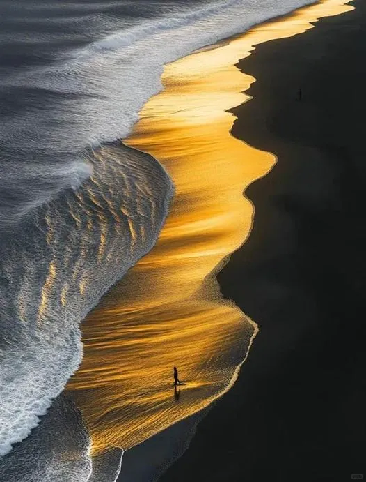 美图欣赏——落日余晖 - 沙滩上的宁静时光