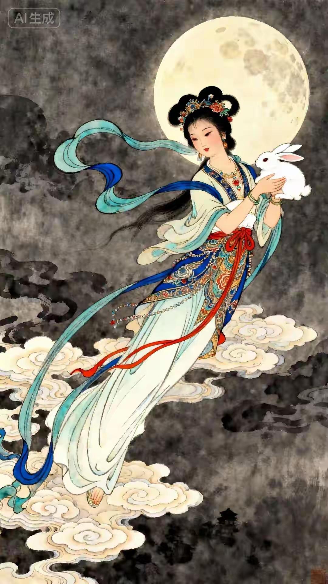 素材|嫦娥（附白描）
绘画 素材