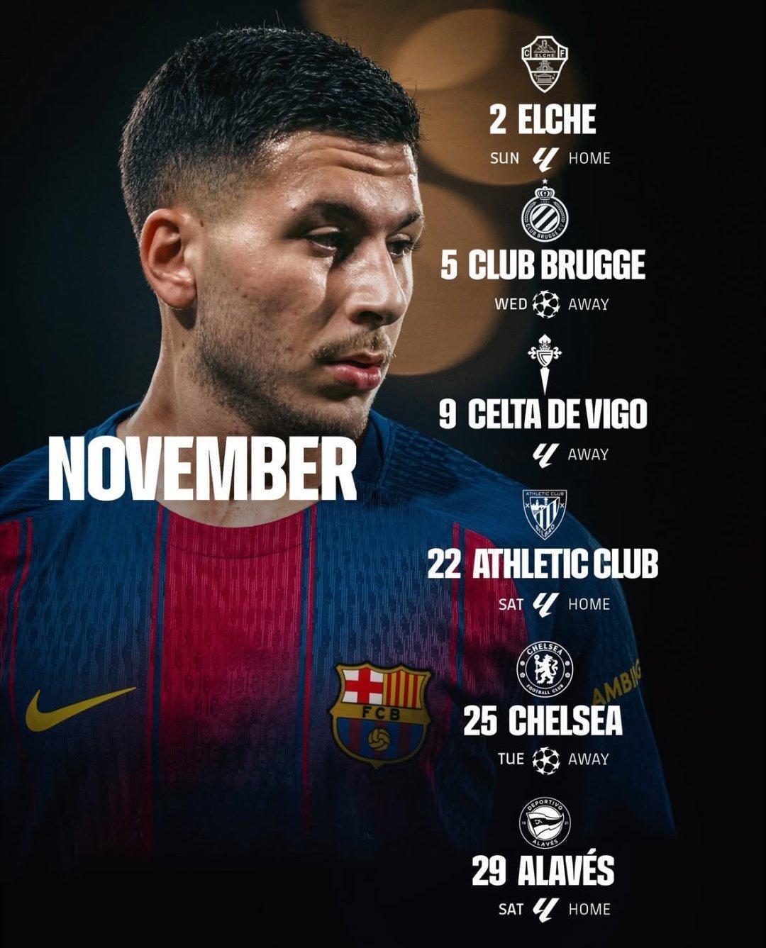 巴萨11月份赛程⚽🔥巴萨热点现场至死不渝红蓝魂 ​​​