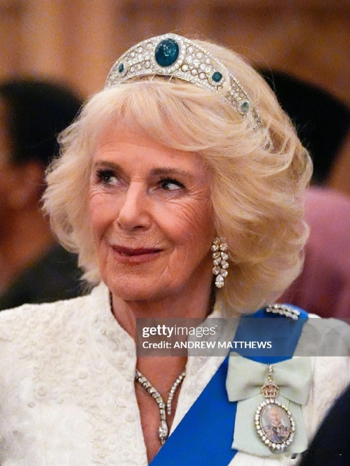 卡米拉真是把英国王室王冠“摸”了个遍！11月18日英国王室外交招待会，她又戴上了