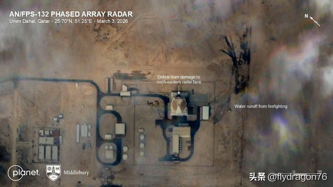 🇶🇦卫星图像显示，卡塔尔境内一座AN/FPS-132 UEWR机载预警雷达受
