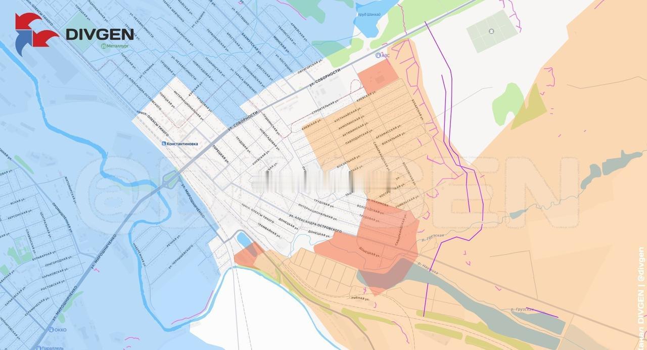 康斯坦丁诺夫卡。俄军正逐步控制该市南部地区，从伊万诺波利方向推进，控制火车站。进