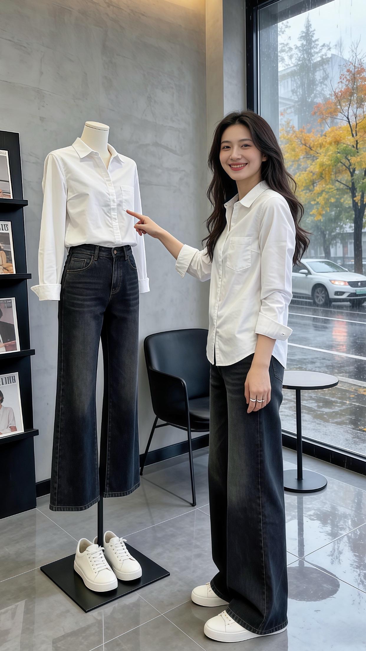 白衬衫简直就是基础百搭单品，与马甲叠穿的秋冬松弛感拉满啦～