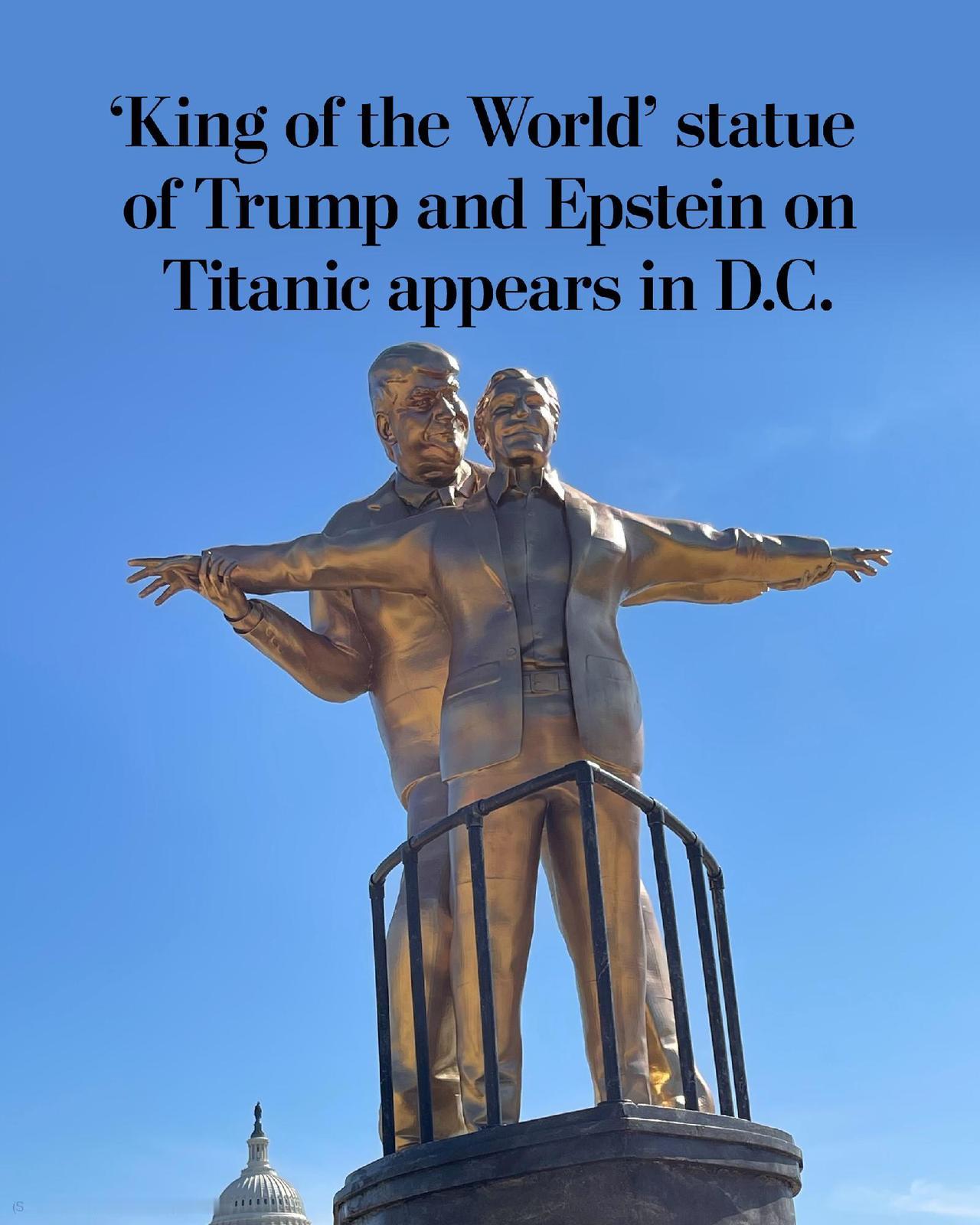 华盛顿广场现特朗普爱泼斯坦金雕像？特朗普和女儿的性丑闻再被扒。

华盛顿国家广场