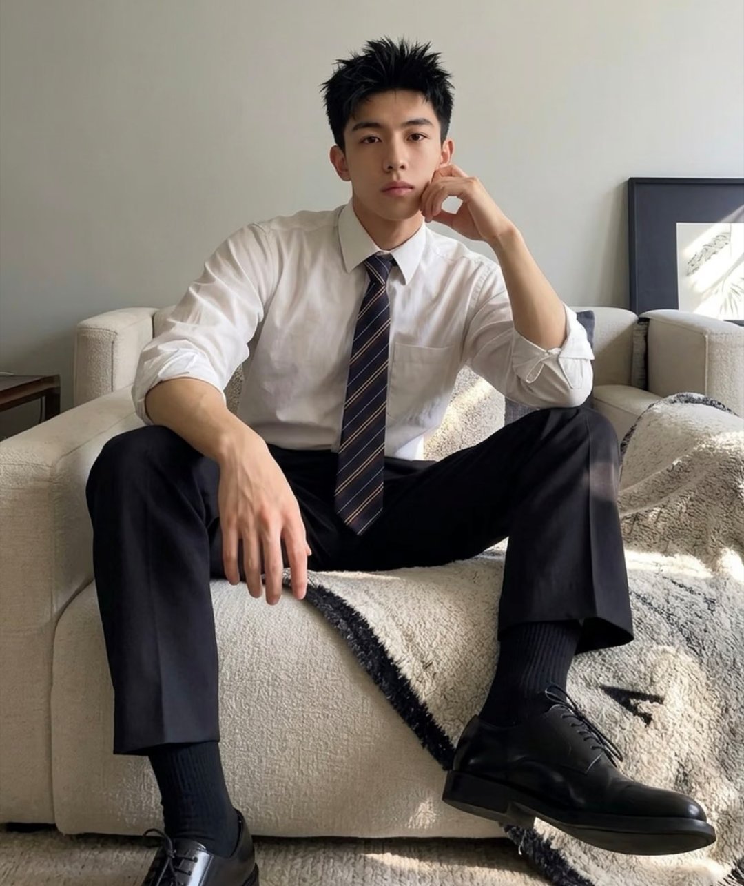 AI很帅皮鞋黑袜正装男 亲亲帅哥