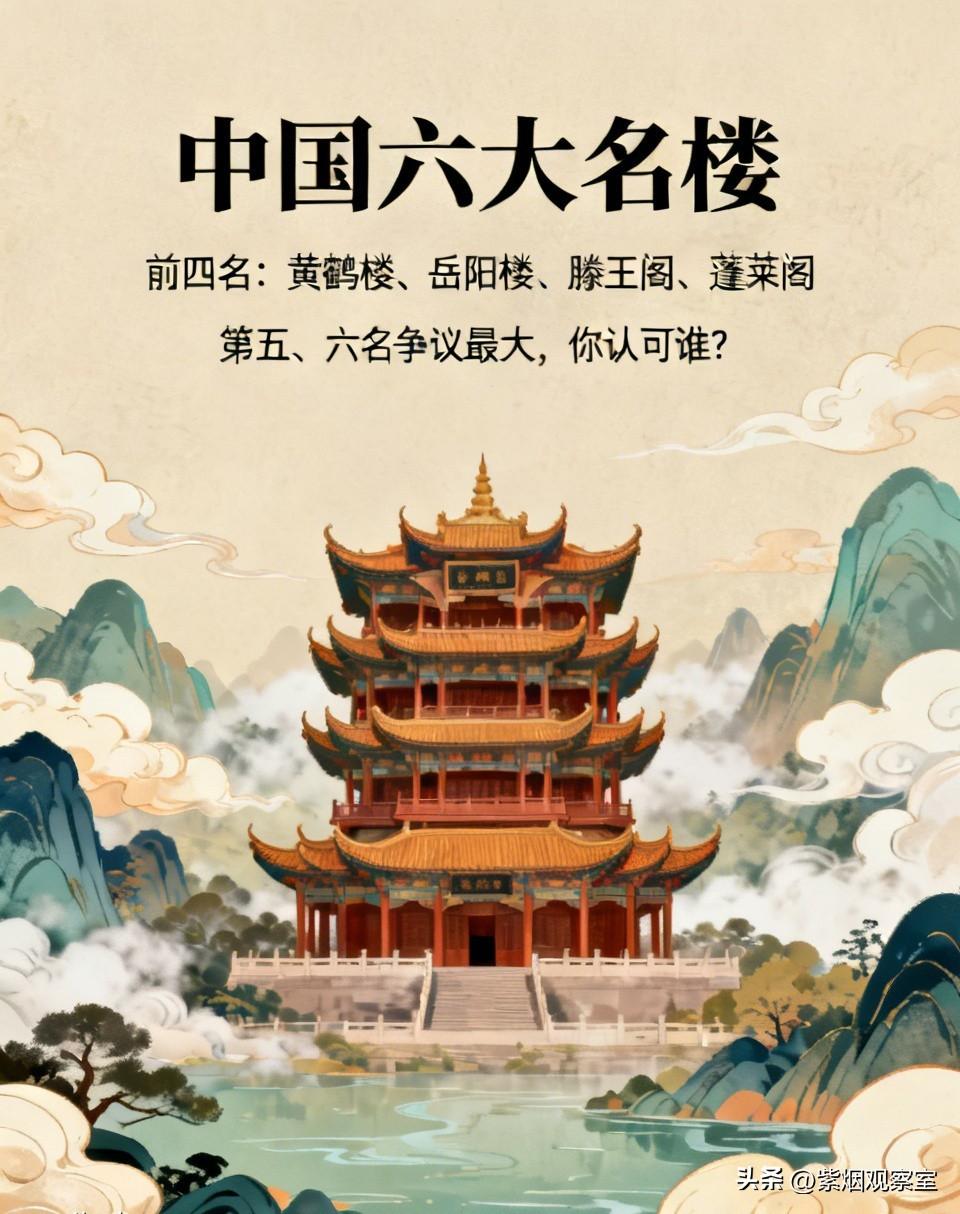 中国六大名楼，前四名毫无争议！第五、六名争议最大，你认可谁？
 
说起中国名楼，