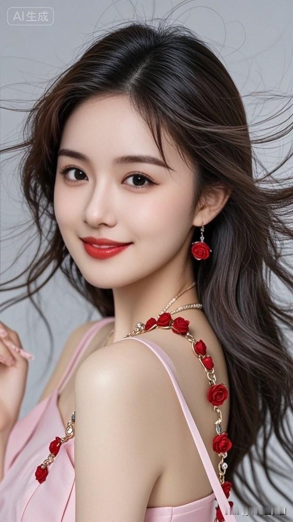 这位小姐姐好漂亮，项链很显眼。