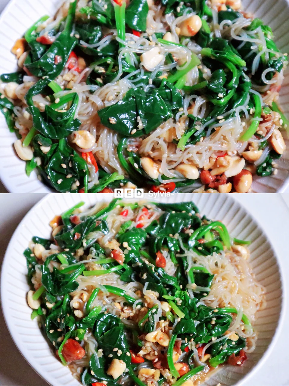 凉拌粉丝菠菜🌈这一万能凉拌汁让蔬菜也能呢么好吃😋 爽口的凉拌菜总是...