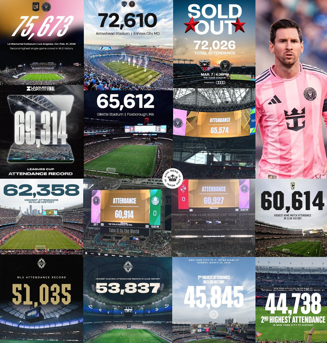 ❤一连串数字背后是梅西和球迷的双向奔赴！梅西迈阿密国际