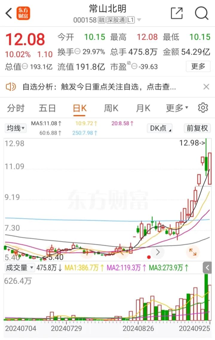 常山北明、保变电气、亚泰集团、中南股份、岭南股份隔日走势的一些看法！

今天大盘