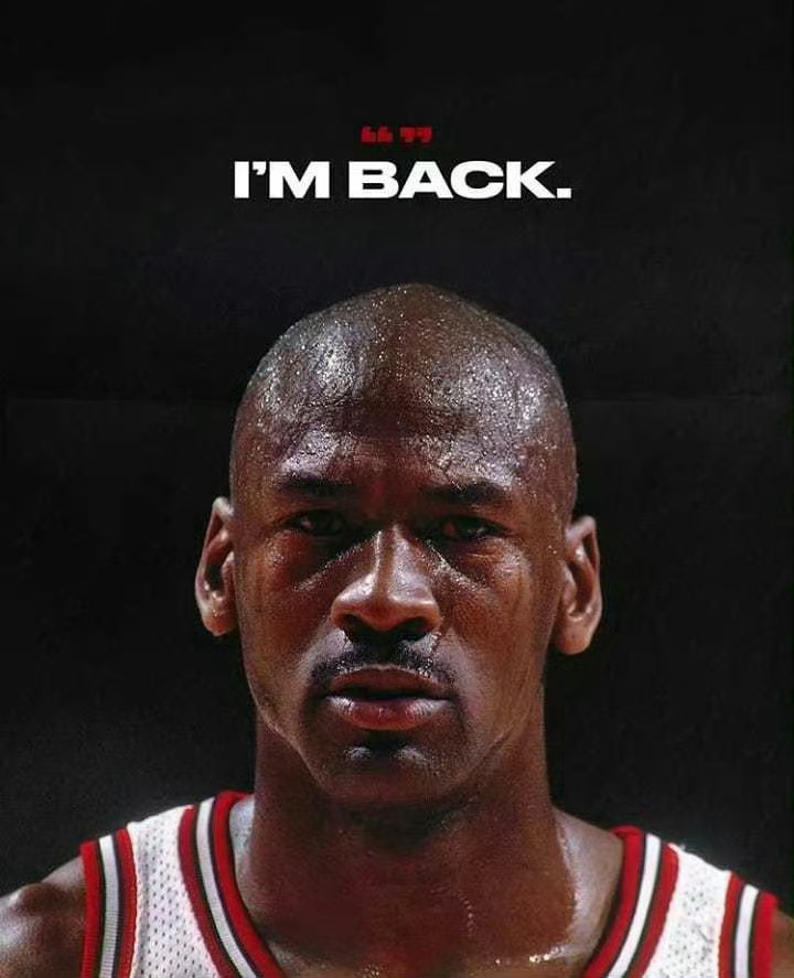 31年前的今天，退役两年的迈克尔-乔丹身穿45号球衣宣布回归，简简单单两个词“I