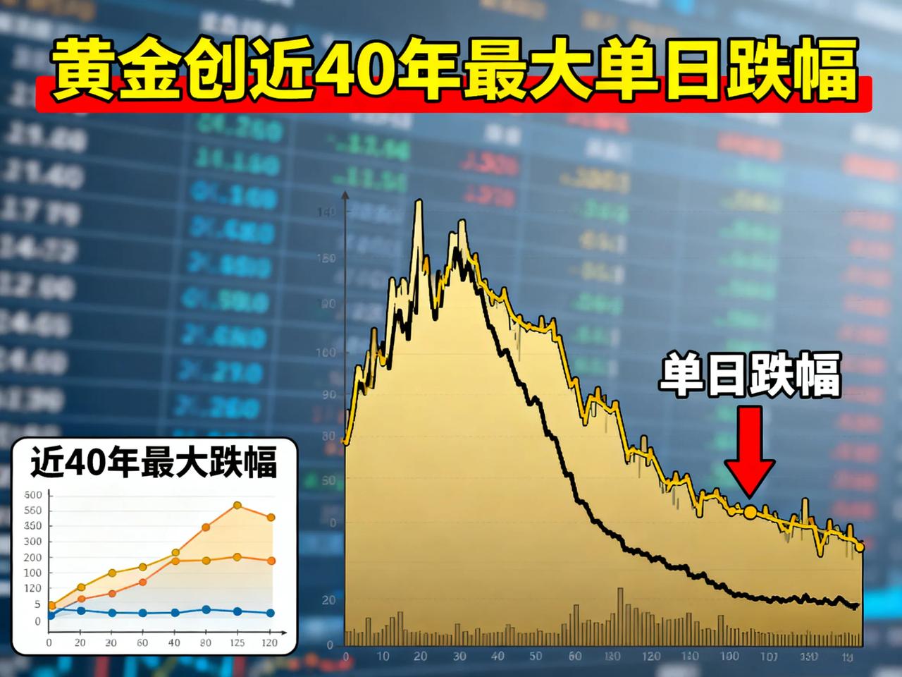 🔥 历史性崩盘！黄金单日暴跌9%，创1980年以来最大跌幅，堪称史诗级暴跌！
