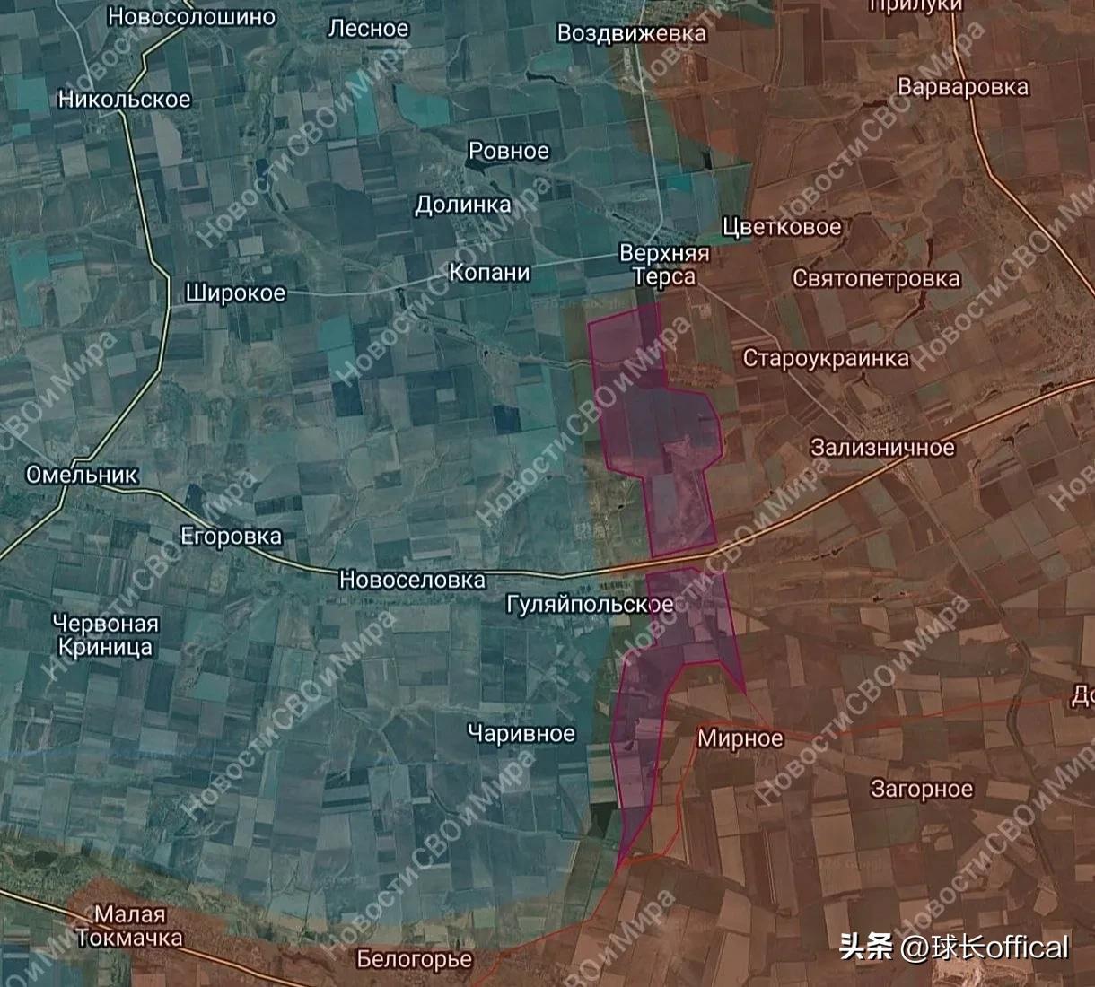 更新东扎波罗热方向战线，俄军持续向库班方向推进，占领了多条树林带及战壕阵地