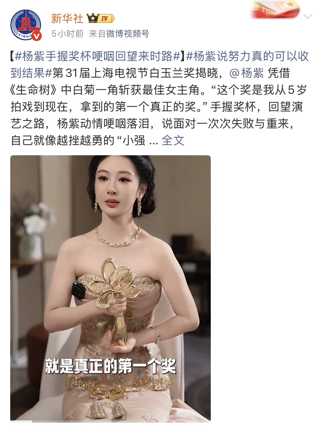 新华社打call！恭喜杨紫！