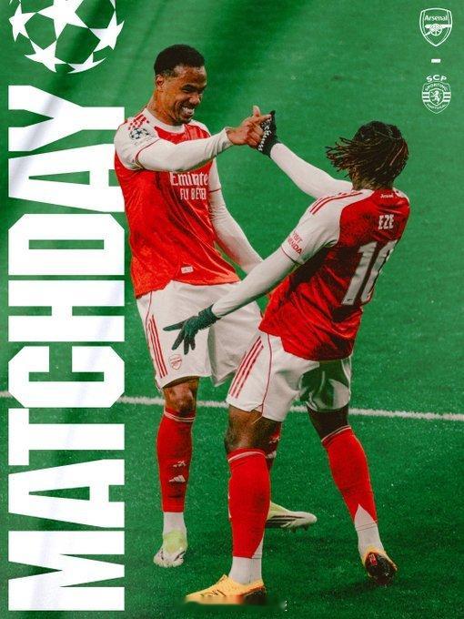 阿森纳vs葡萄牙体育 阿森纳官方晒出海报预热比赛，海报中是加布兽与埃泽庆祝进球的