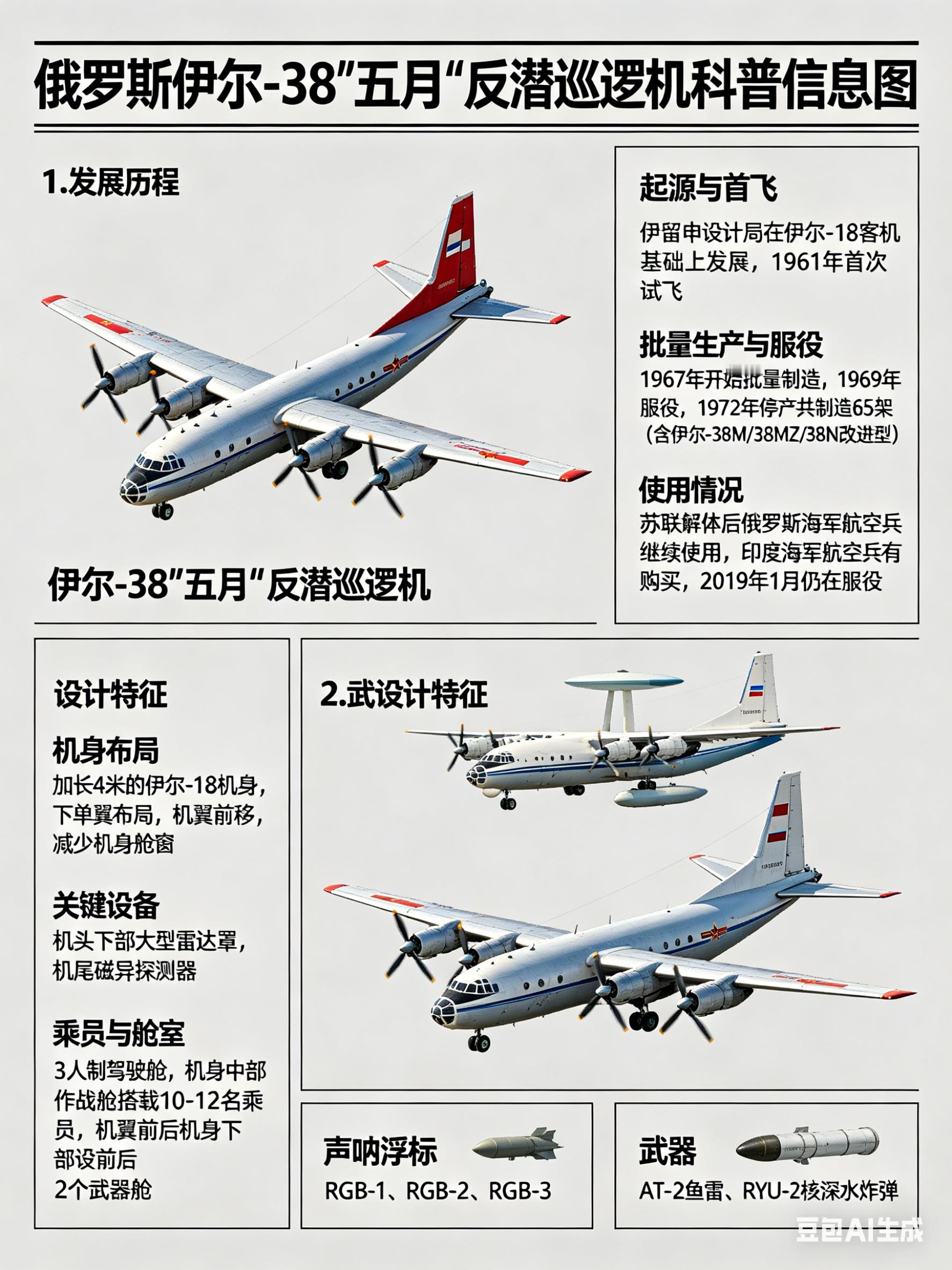 军事ai新视野 俄罗斯伊尔-38“五月”反潜巡逻机伊尔-38“五月”（May）反
