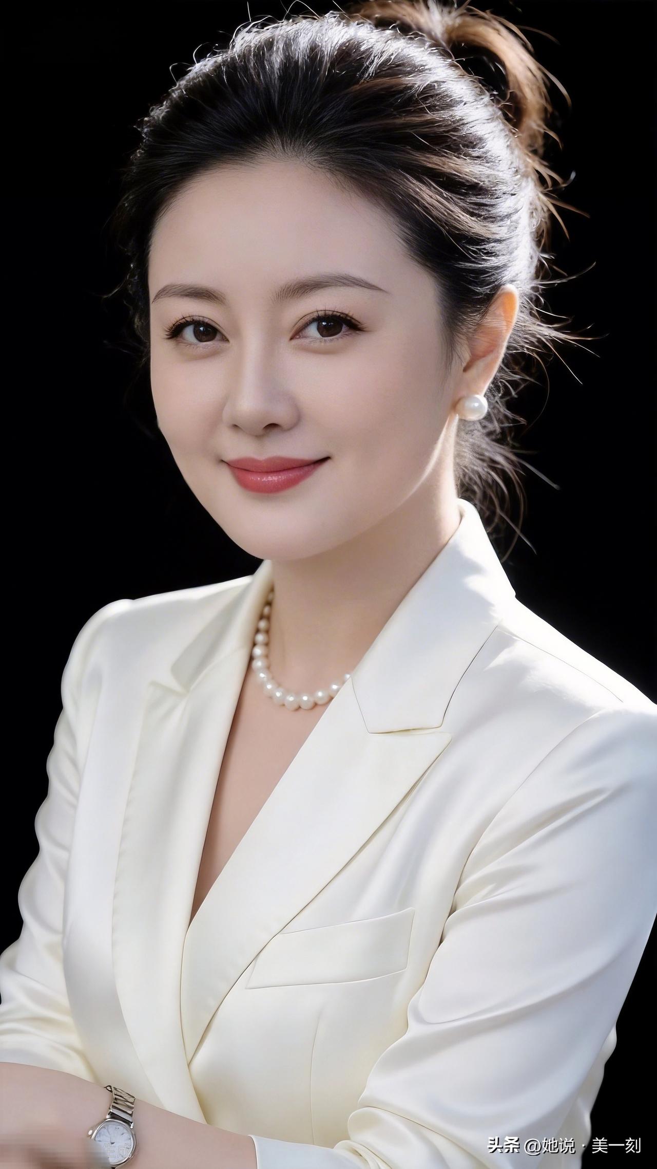 优雅职场风，珍珠项链与白色西装完美搭配，尽显女性魅力！50岁真的老了吗