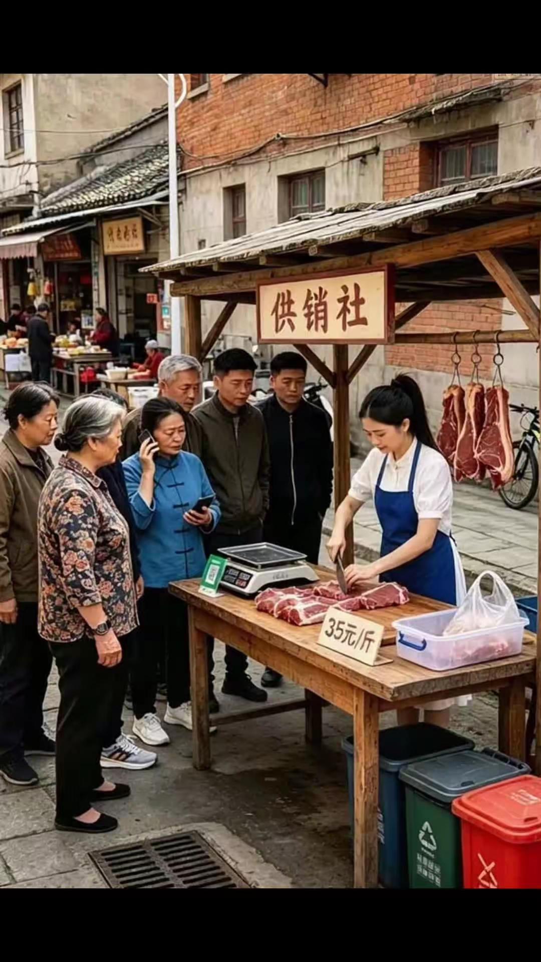 探寻怀旧图片里的穿帮之处
上世纪80年代买猪肉的画面中，竟隐匿着多处与那个年代不