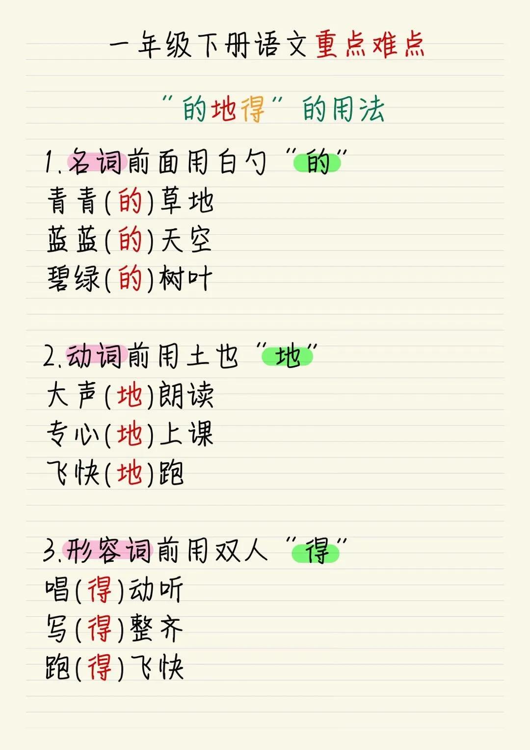 我的天啊，一年级语文下册最难的就是“的,得，地”这个知识点的学习了，可以说一大半