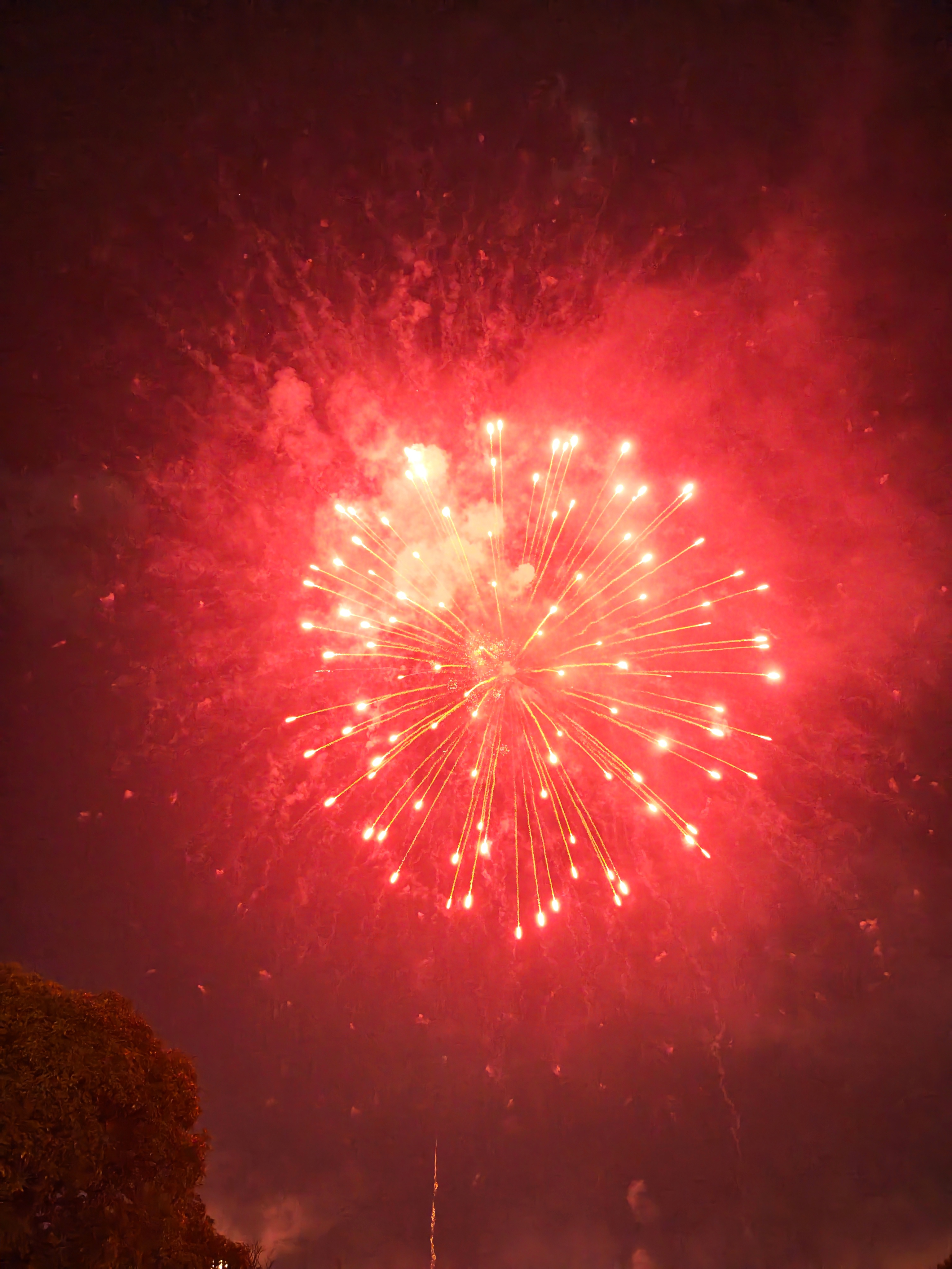 明天就是新年了，广场烟花已经燃放起来了。 