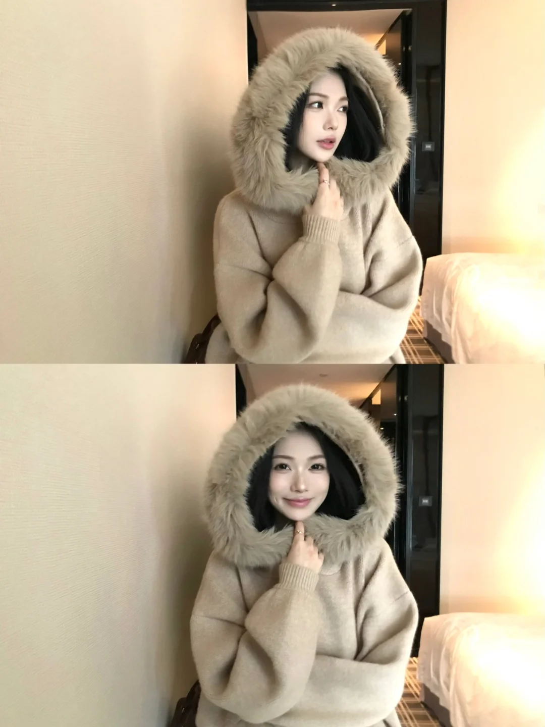 毛领外套的氛围感