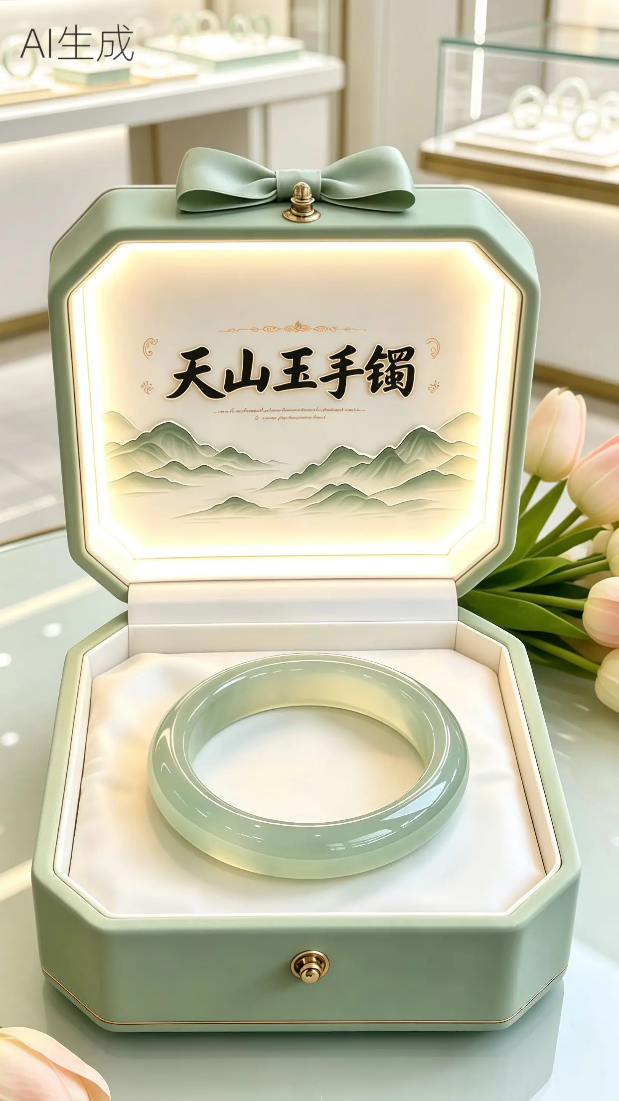 天山翠手镯 手镯 送女朋友的礼物 送老婆的礼物