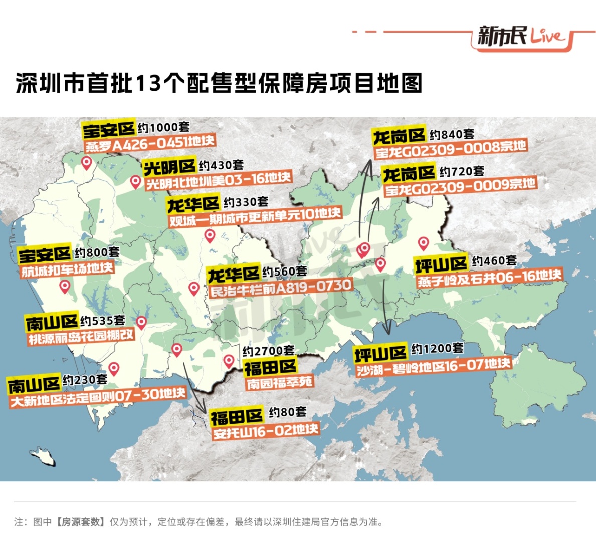 深圳首批13个配售型保障房地图