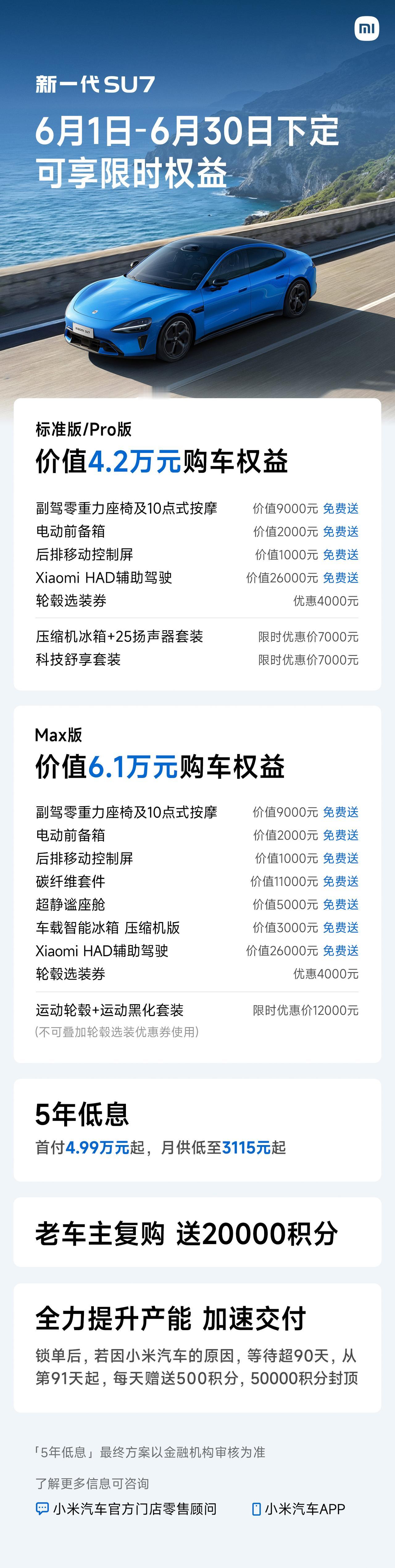 小米SU7六月权益出来了，帮大家算笔账
小米新一代SU7的6月购车权益公布了，我
