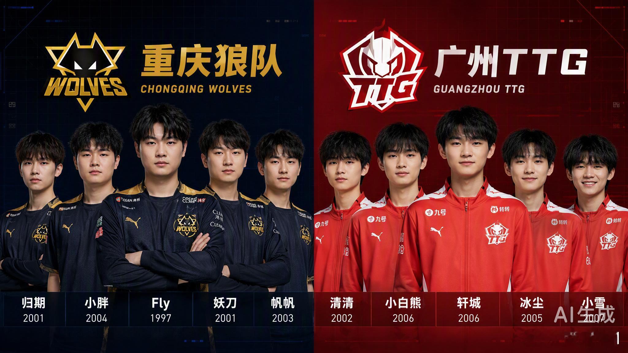狼队和TTG决赛首发的年龄对比挺有意思。TTG平均20.2岁，狼队21.6岁，这