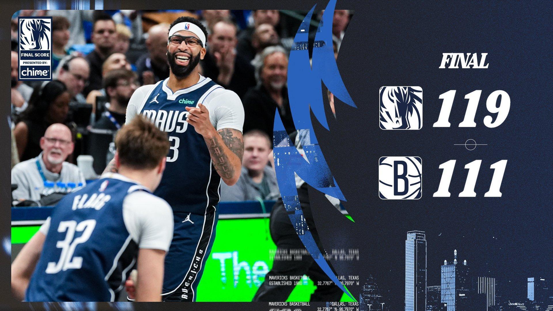 MAVS WIN！赛季第 10 胜，末节防守做得很棒，关键时刻经验还是更老道的一