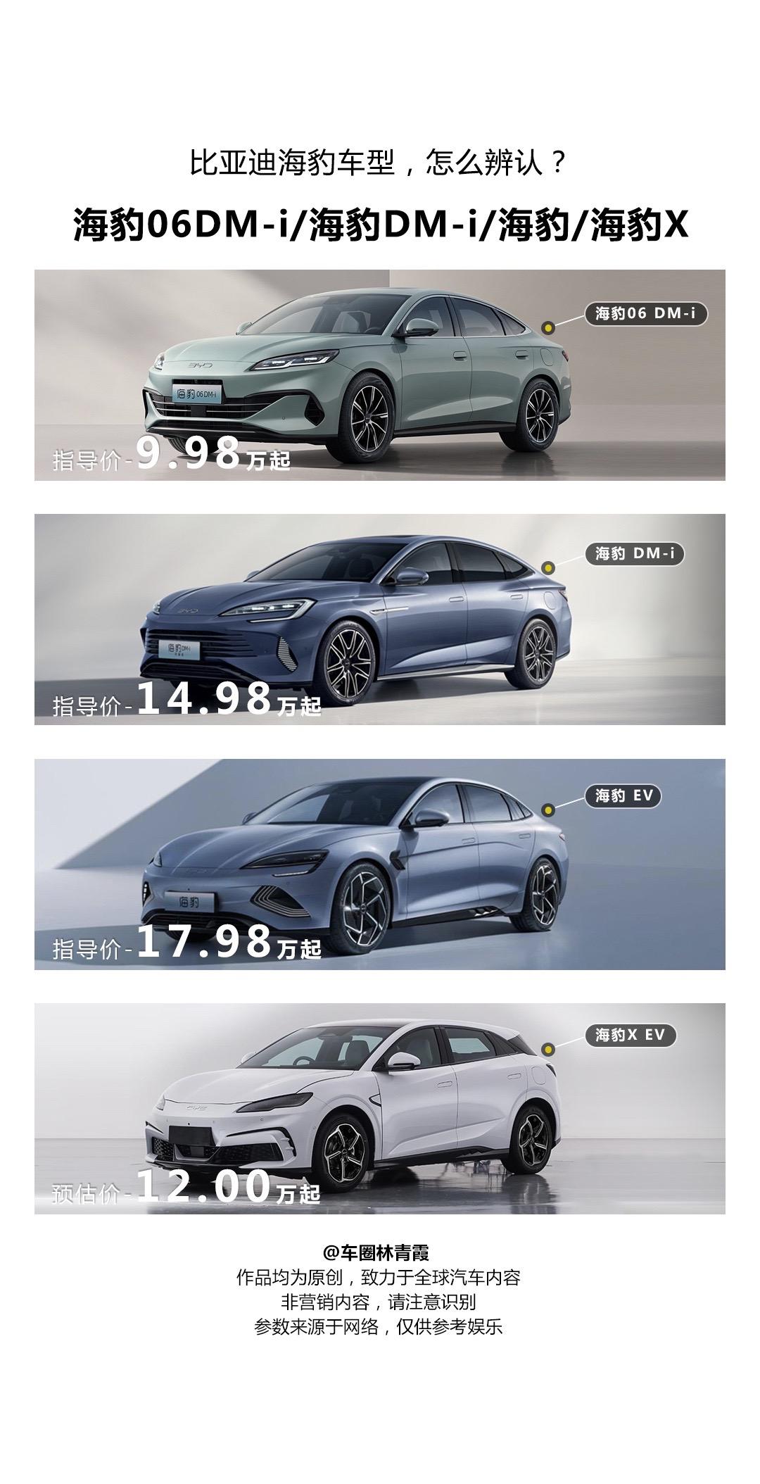 比亚迪即将迎来新成员海豹X，定位两厢性能“钢炮”，预估价12万起。叫海豹多车型这么多，你都分得清吗？