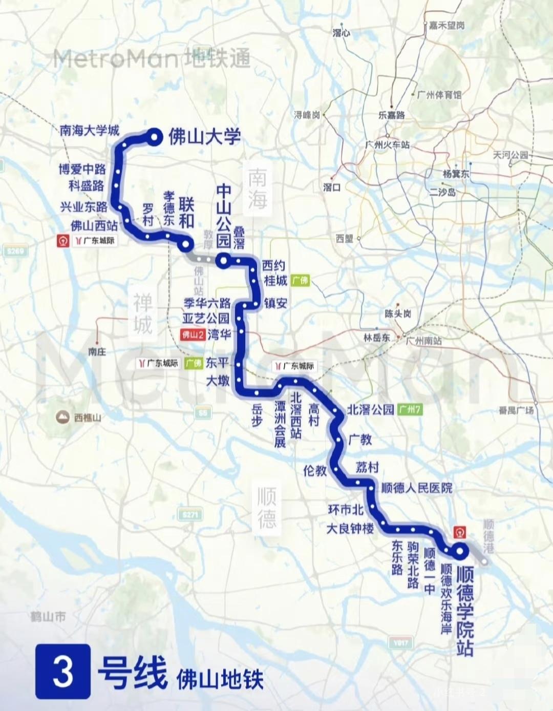 佛山最重要的一条线即将贯通了
佛山三号线贯穿南海、禅城、顺德，连接佛山西站、佛山