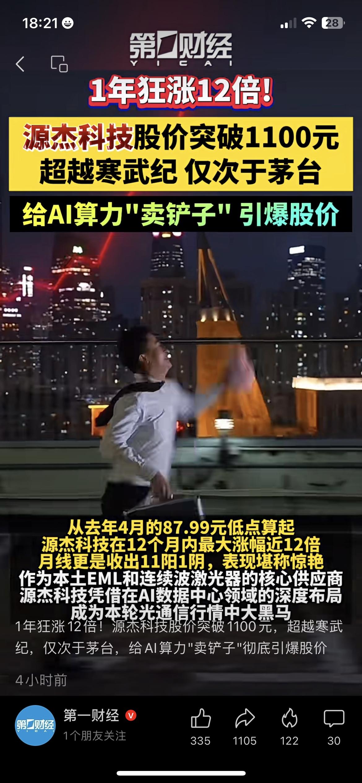 市盈率超513倍！千元股魔咒再现，源杰科技是下一个茅台还是石头科技？
1年狂涨1