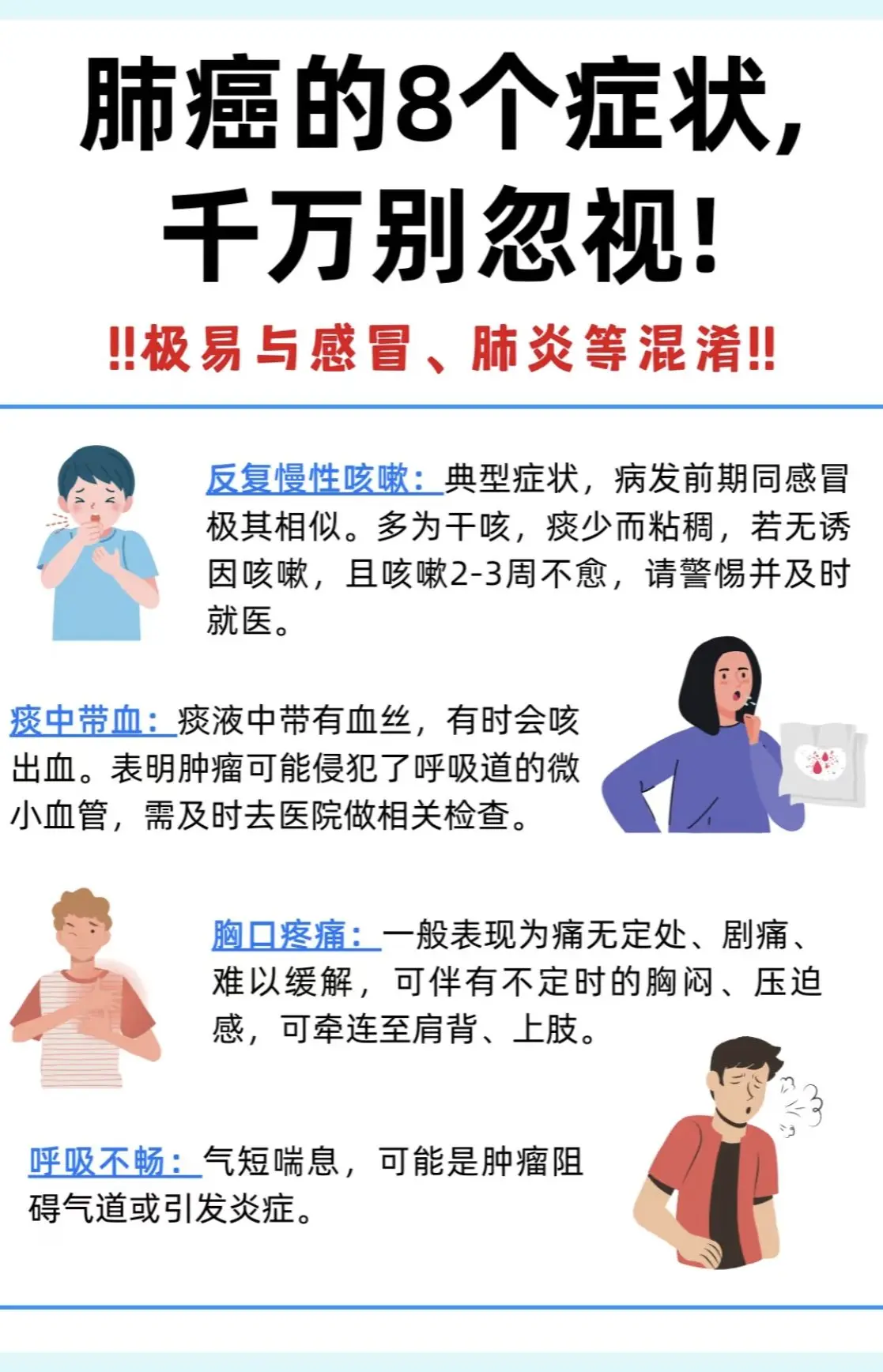 肺癌的早期症状有哪些？8大症状别忽视！内容仅供参考，如有不适请线下就医。