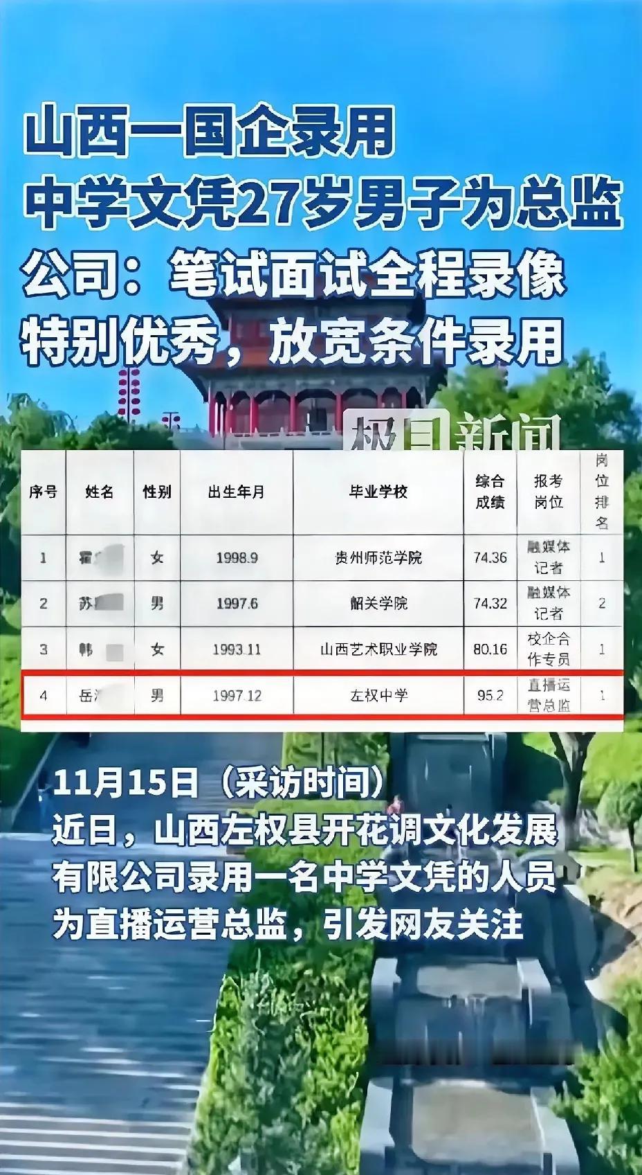 近期，江西一名中专学历的学生出任副科职位在网络上掀起轩然大波，而风波未平之际，山