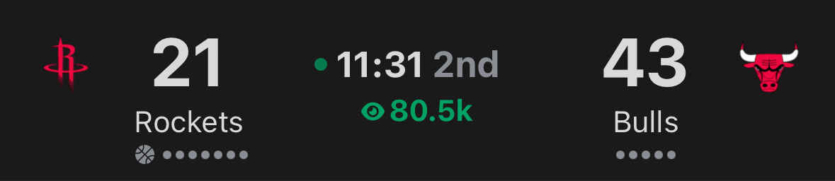 火箭第一节让公牛拿了41分三分火箭 9中0公牛 10中7火箭vs公牛NBA