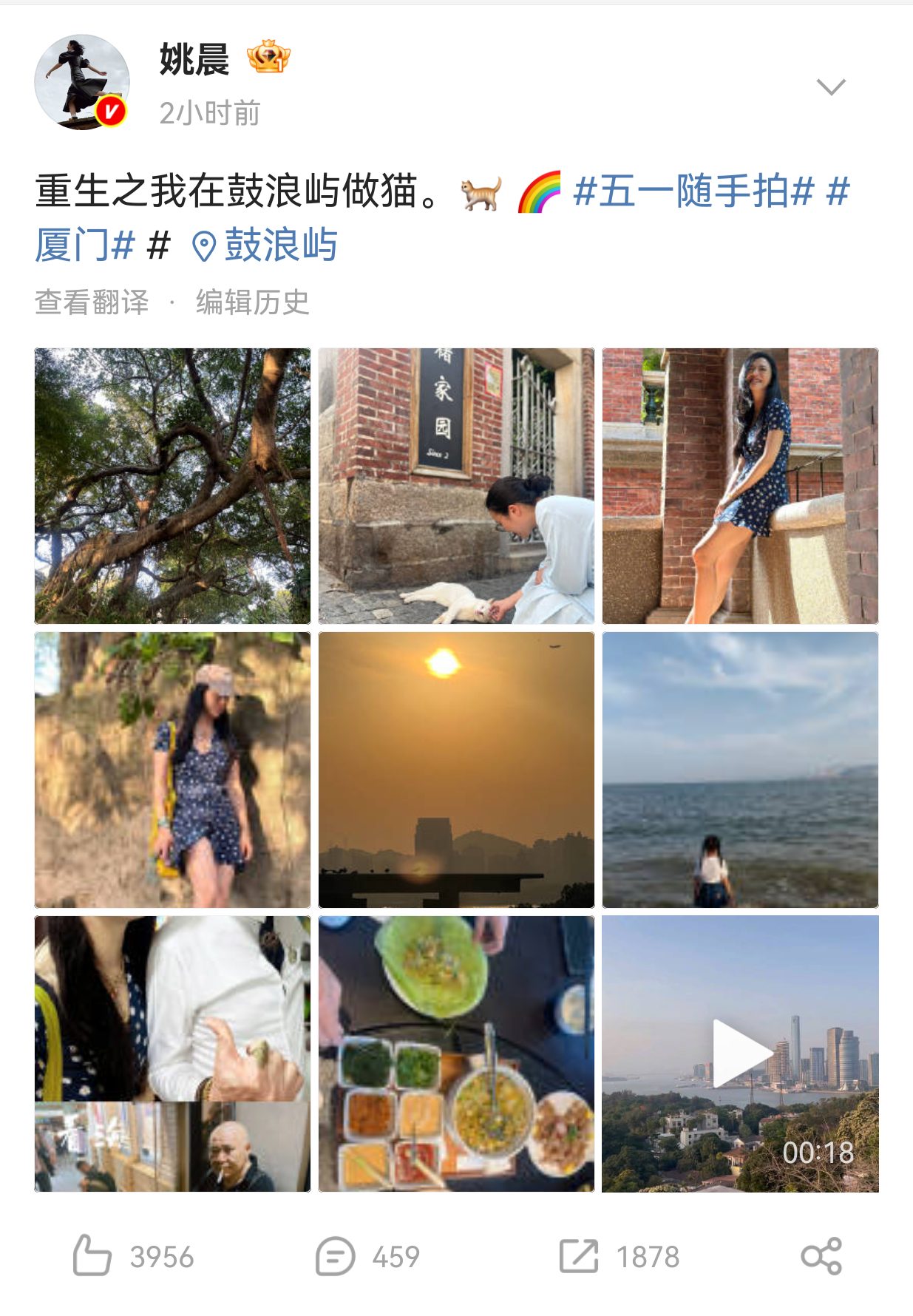 姚晨在鼓浪屿的神仙生活是谁羡慕了 求姚晨假期出片教程，姐姐的美貌也太扛打了，分分