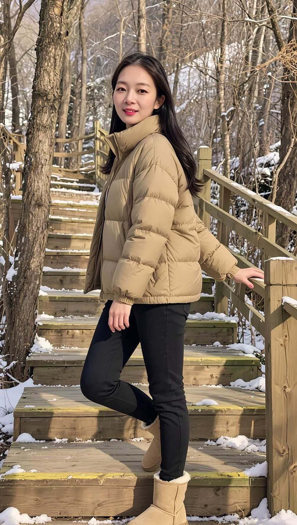 AI冬日生活照 休闲穿搭 农村生活 颜值巅峰 甜系女孩