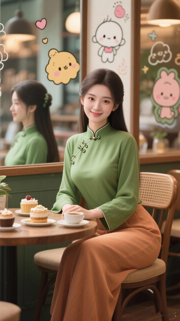 元气少女在咖啡馆的时光，简直甜到冒泡！
想象一下，少女坐在角落，像冷萃咖啡般温柔