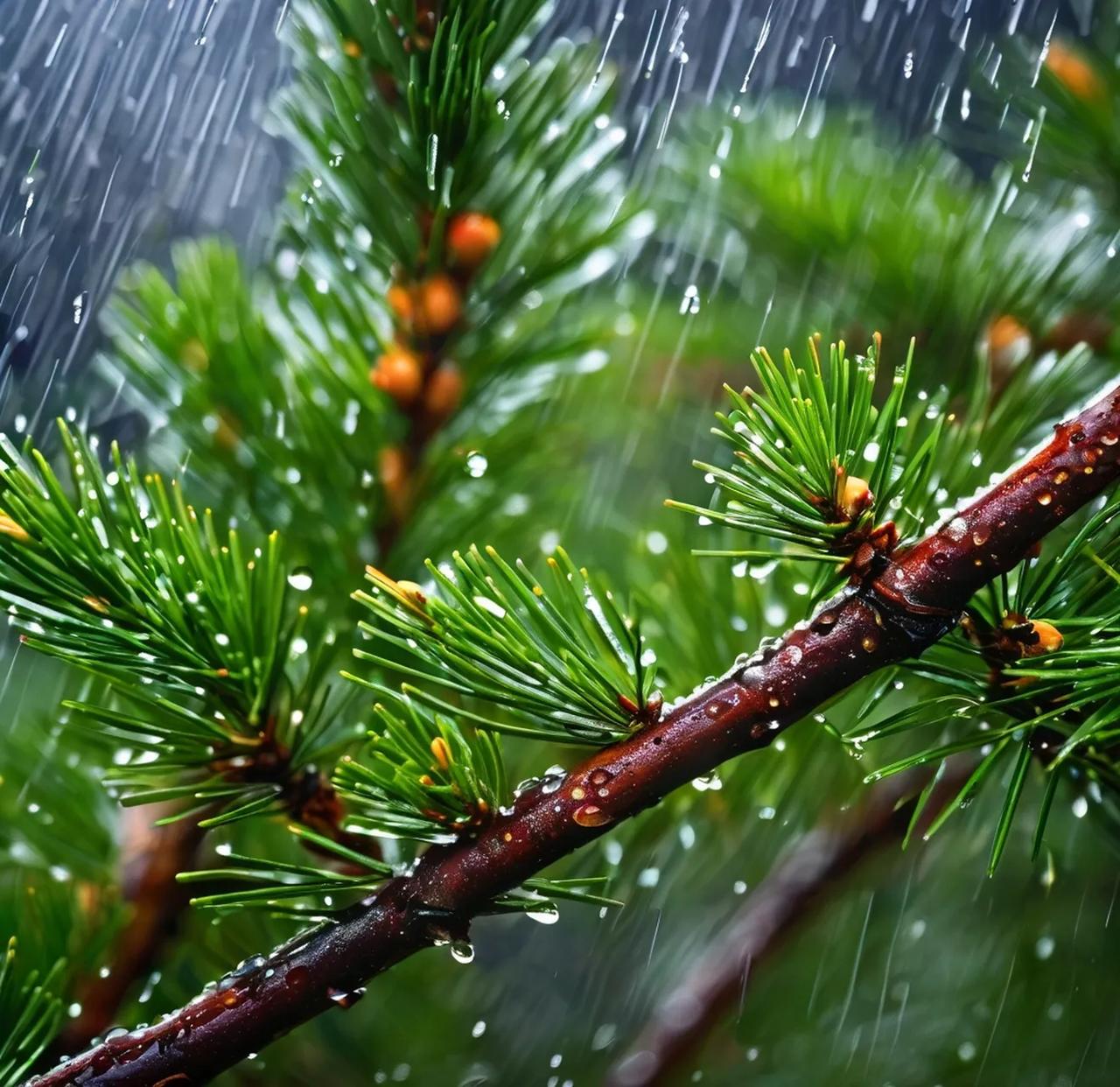 夏雨润绿枝