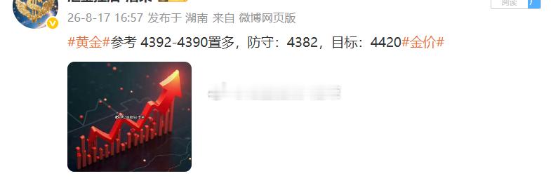 黄金4392位置多，行情如期上涨，在4405位置多单顺利浮盈130个点，百点利润