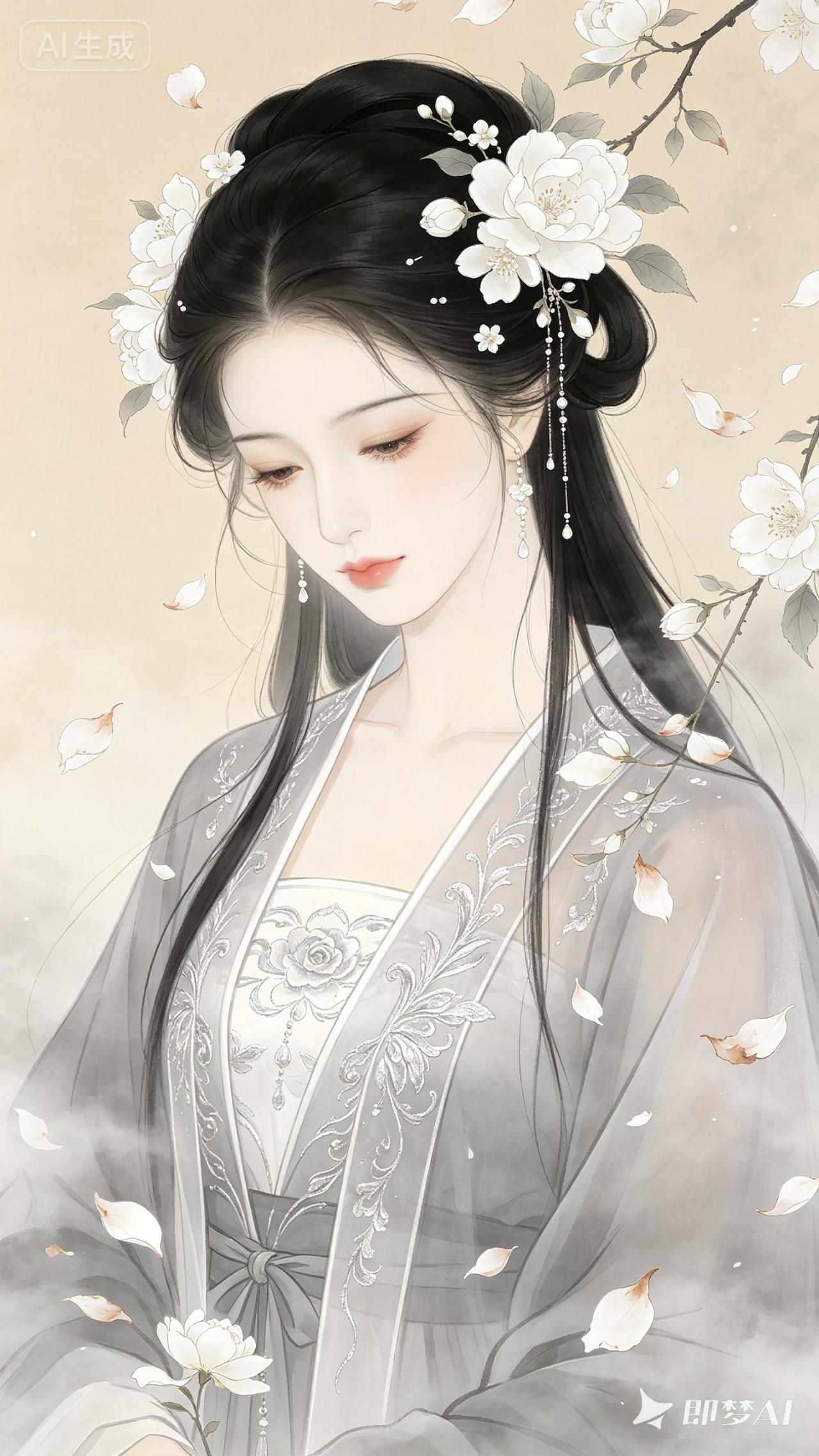 这是一位古装美女的插画。