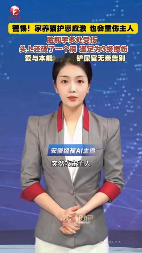 警惕！家养猫护崽应激也会重伤主人，脸和手多处受伤，头上还破了一个洞鉴定为3级损伤