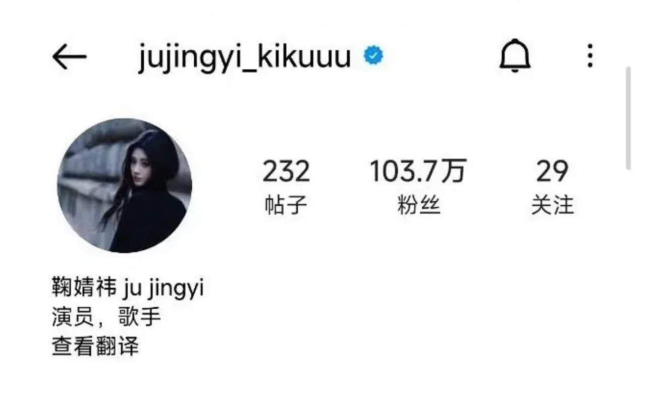 鞠婧祎ins已认证