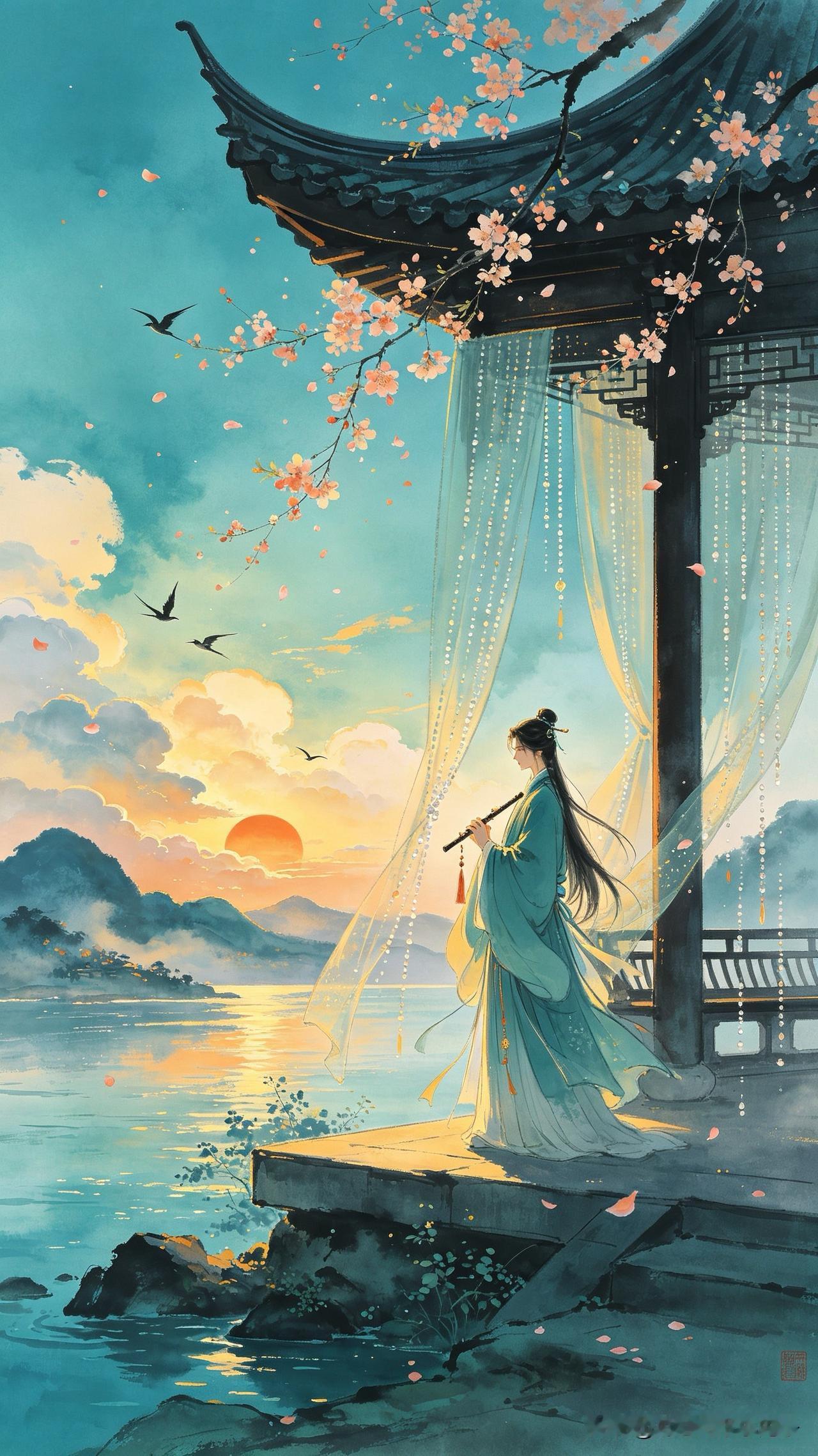 珠帘半卷暮春微，
玉笛孤飞送落晖。
莫道残花空自舞，
      
…………请师