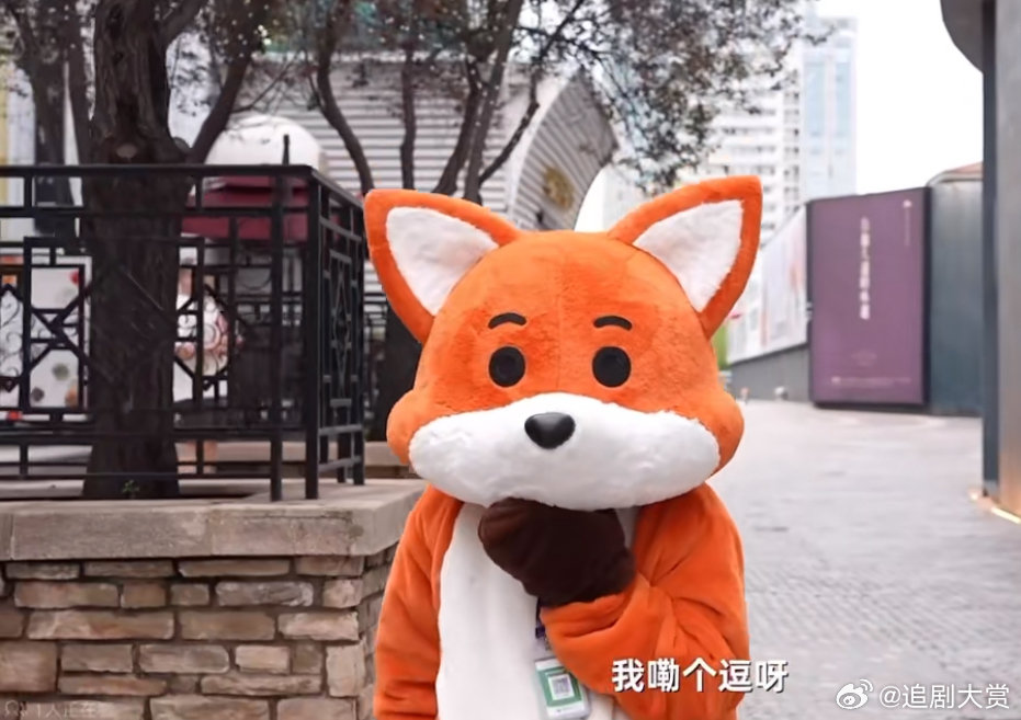 丁程鑫扮成狐狸在大街上卖花丁程鑫cos狐狸玩偶 丁程鑫扮成狐狸在大街上卖花，有人