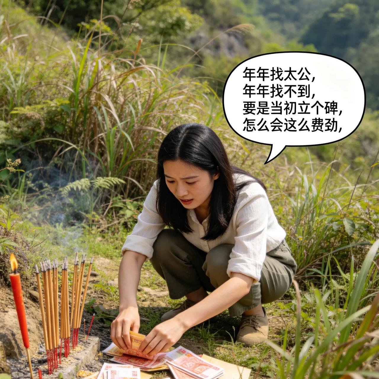 年年拜山找不到太公，一句话笑中带泪
 
清明上山祭祖，好多人都有过这种经历。
翻